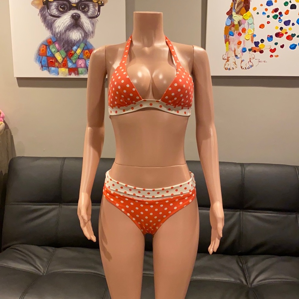 Vintage 2009 PINK Victoria’s Secret Polka Dot Bikini Set Pink White Y2K S